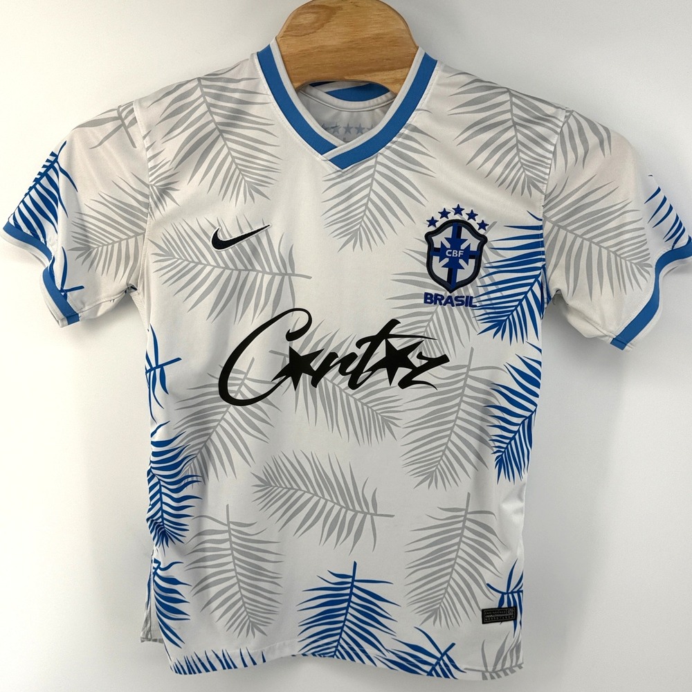 Nike Corteiz Brazil CBF Jersey White Blue Palm Leaf Nathan 16 CV7891-428 Medium